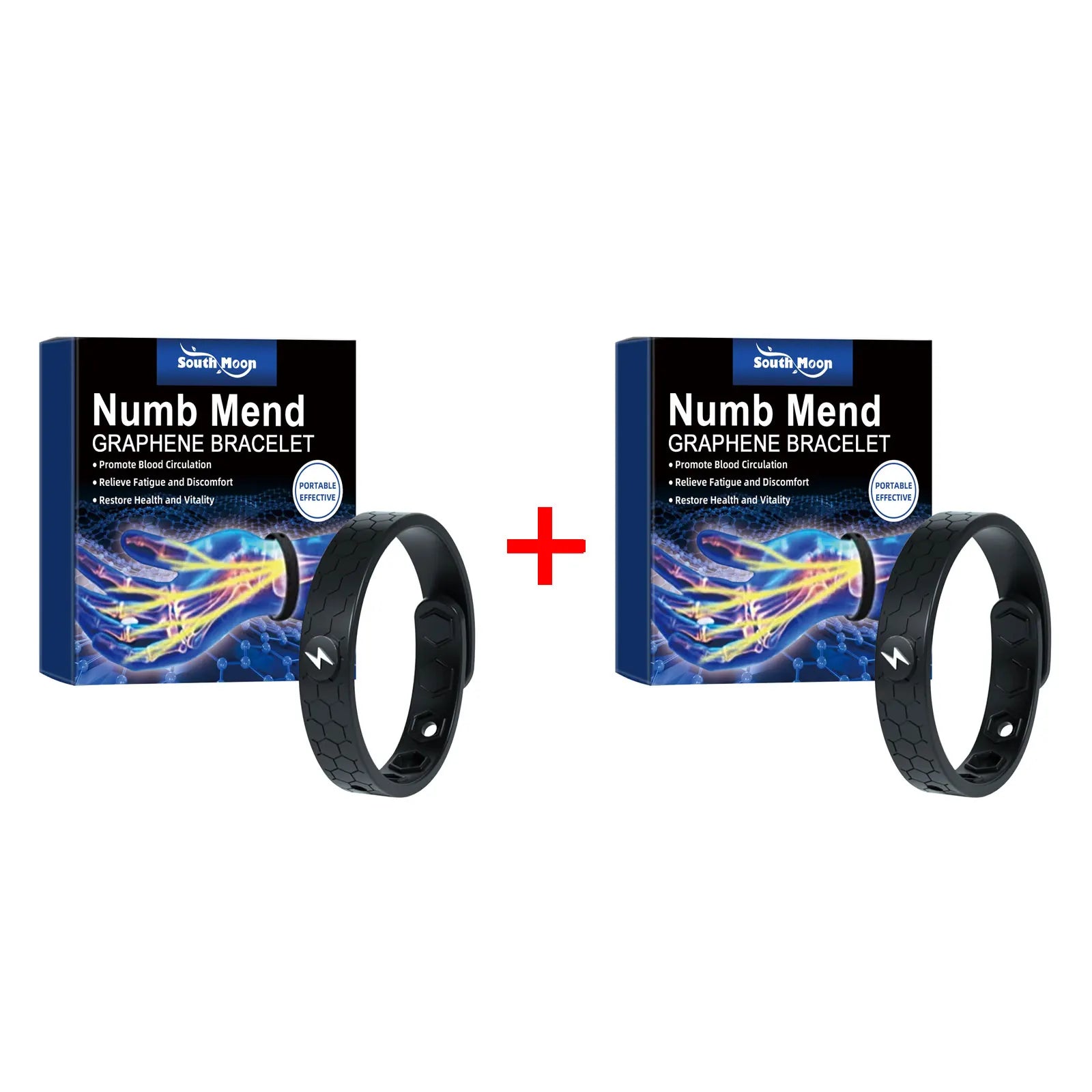 NNEOBA 2pcs Energy Therapy Bracelets Circulation Support Black