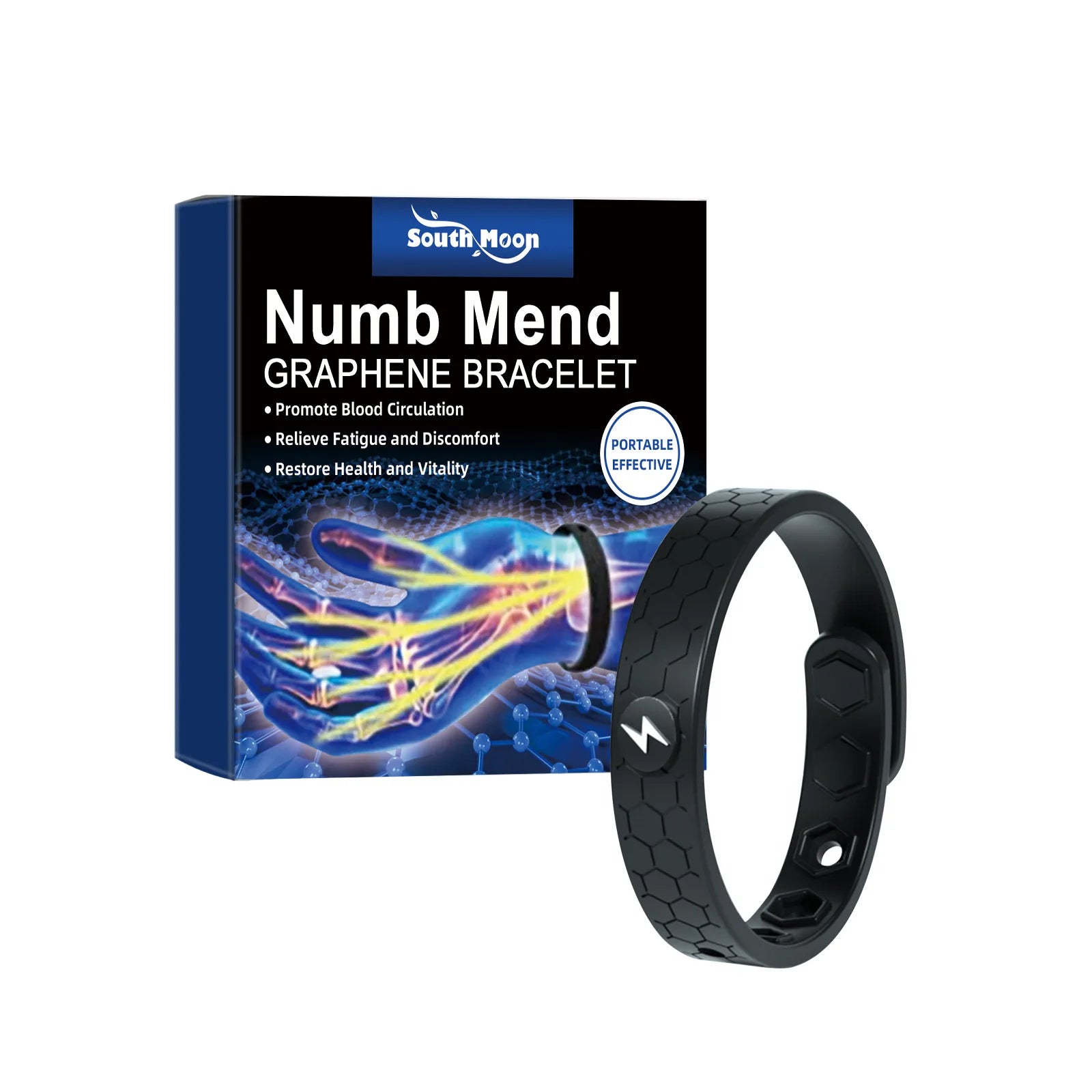 NNEOBA 2pcs Energy Therapy Bracelets Circulation Support Black