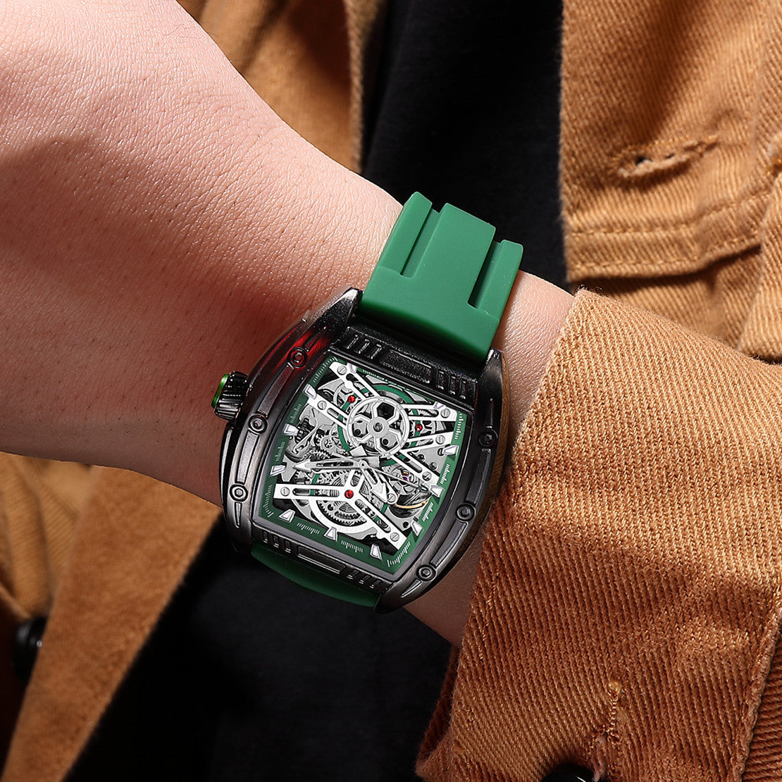 MEGIR Original Luxury Sport Watch for Men Silicone Band Automatic Mechanical Movement WristWatches Luminous Clock Reloj Hombre