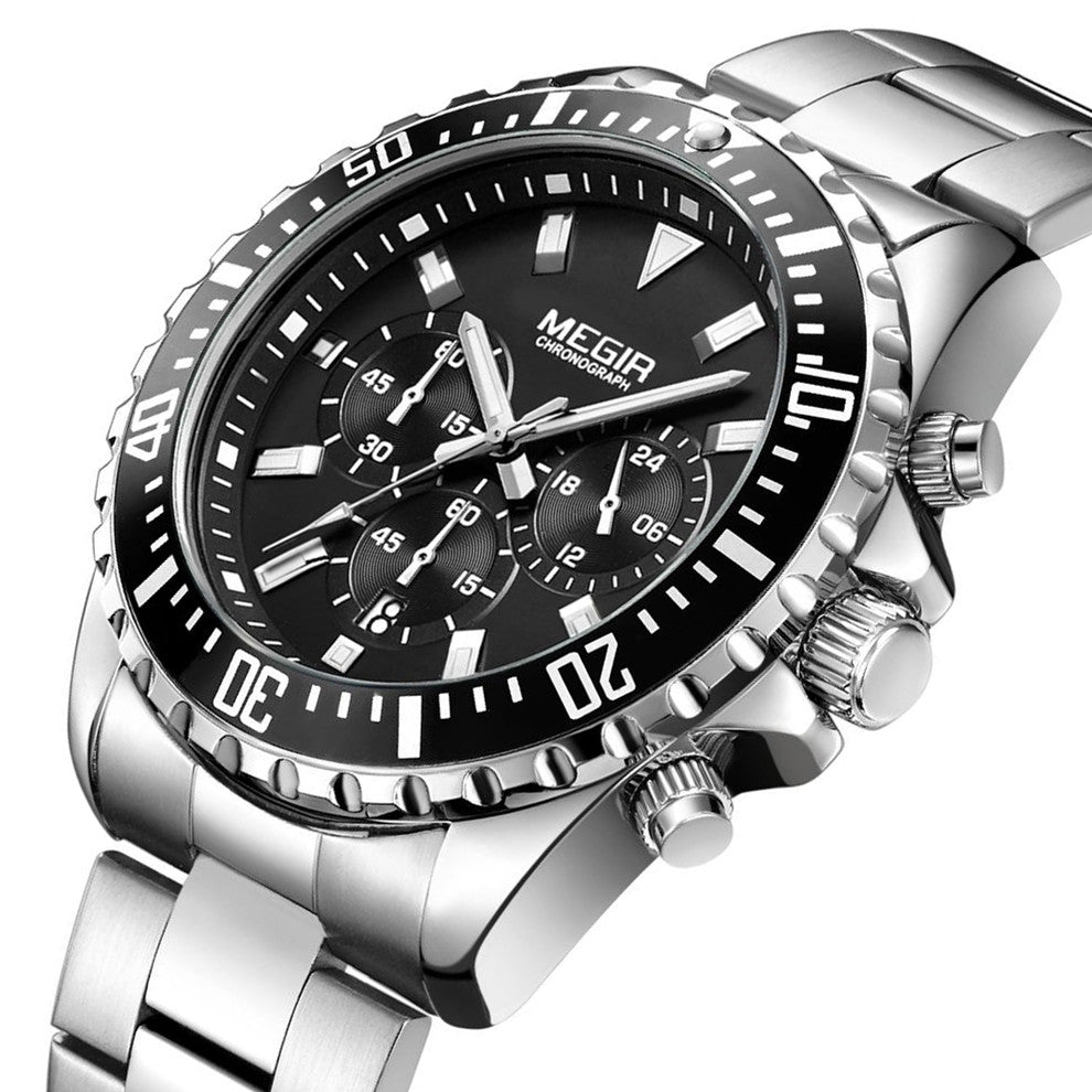 MEGIR Original Luxury Business Quartz Watch Men Brand Stainless Steel Chronograph Military WristWatch Clock Relogio Masculino