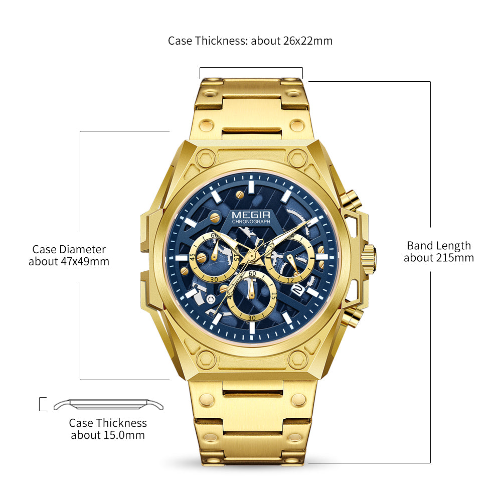 MEGIR Men's Watches Waterproof Sports Wristwatches Quartz Watch Chronograph Luminous Male Clock Calendar Relogio Masculino