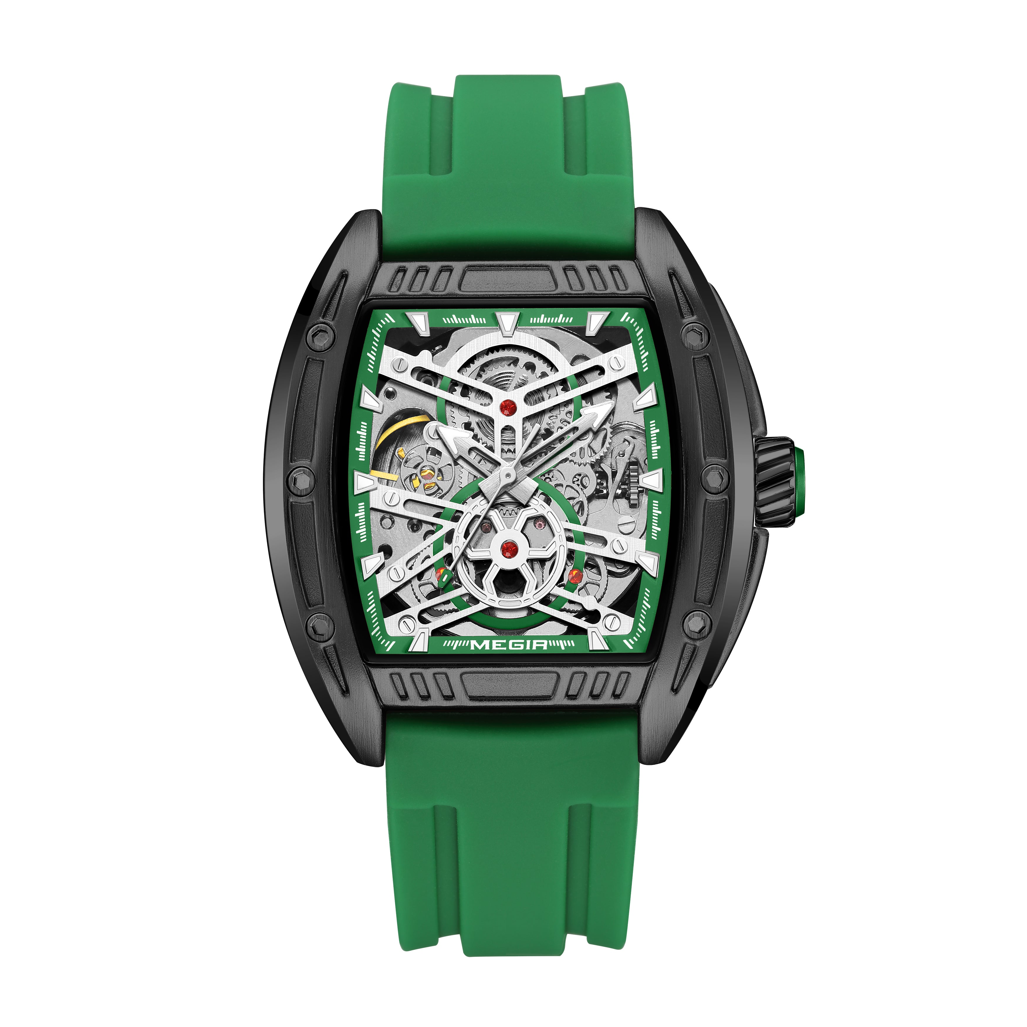 MEGIR Original Luxury Sport Watch for Men Silicone Band Automatic Mechanical Movement WristWatches Luminous Clock Reloj Hombre